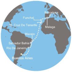 Argentína, Brazília, Španielsko, Francúzsko, Taliansko z Buenos Aires na lodi Costa Fascinosa