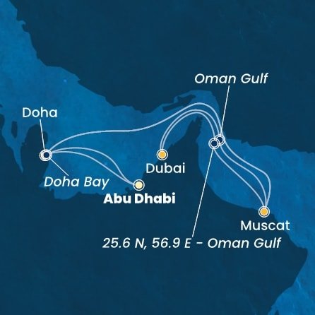 Spojené arabské emiráty, Katar, Omán,  z Abu Dhabi na lodi Costa Smeralda