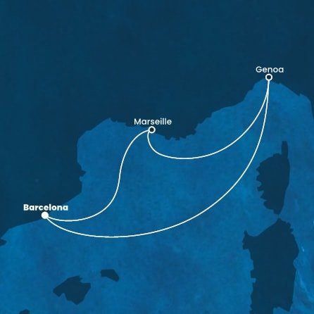 Španielsko, Francúzsko, Taliansko z Barcelony na lodi Costa Favolosa