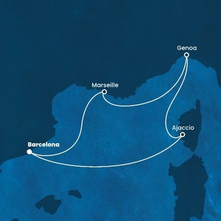 Španielsko, Francúzsko, Taliansko z Barcelony na lodi Costa Smeralda