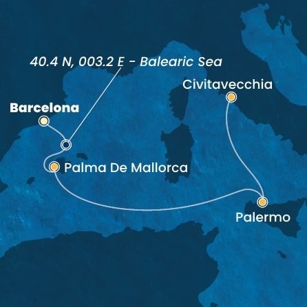 Španielsko, Taliansko z Barcelony na lodi Costa Toscana