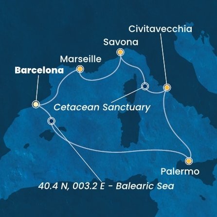 Španielsko, Taliansko, Francúzsko z Barcelony na lodi Costa Toscana