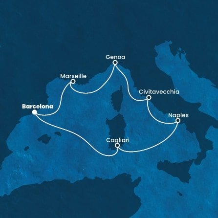 Španielsko, Taliansko, Francúzsko z Barcelony na lodi Costa Smeralda