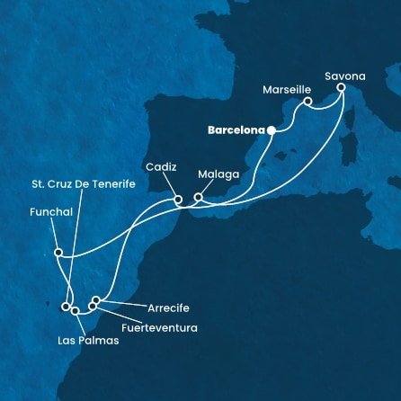 Španielsko, Francúzsko, Taliansko, Portugalsko z Barcelony na lodi Costa Diadema