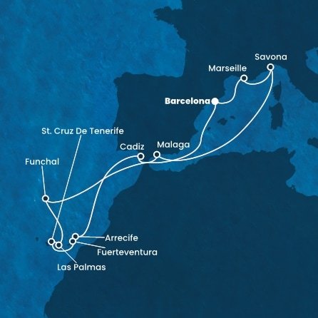 Španielsko, Francúzsko, Taliansko, Portugalsko z Barcelony na lodi Costa Diadema