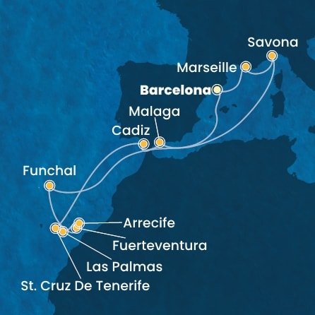 Španielsko, Francúzsko, Taliansko, Portugalsko z Barcelony na lodi Costa Fortuna