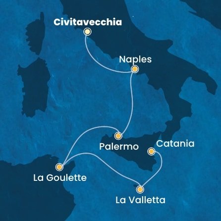 Taliansko, Tunisko, Malta z Civitavechie na lodi Costa Fascinosa