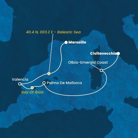 Taliansko, Španielsko, , Francúzsko z Civitavechie na lodi Costa Pacifica