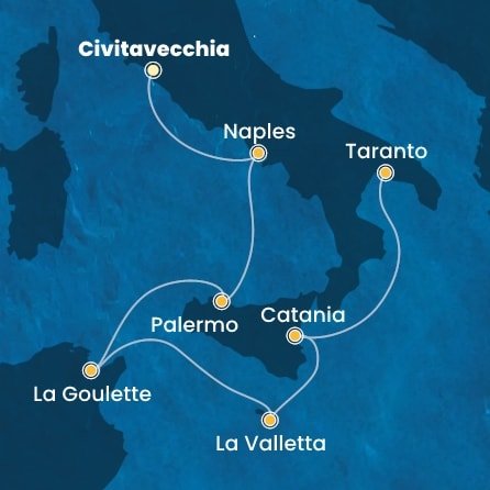 Taliansko, Tunisko, Malta z Civitavechie na lodi Costa Fascinosa