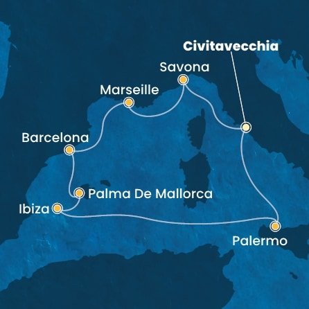 Taliansko, Francúzsko, Španielsko z Civitavechie na lodi Costa Smeralda