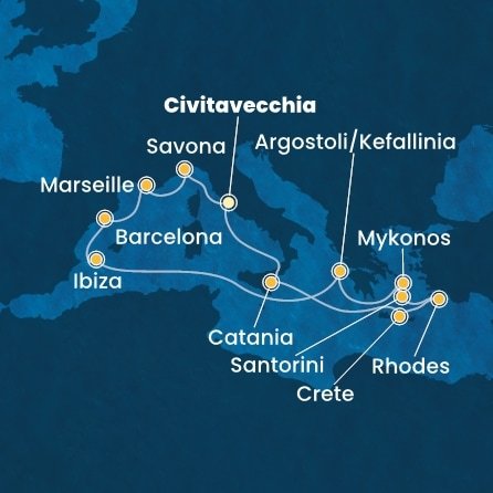 Taliansko, Grécko, Španielsko, Francúzsko z Civitavechie na lodi Costa Fascinosa