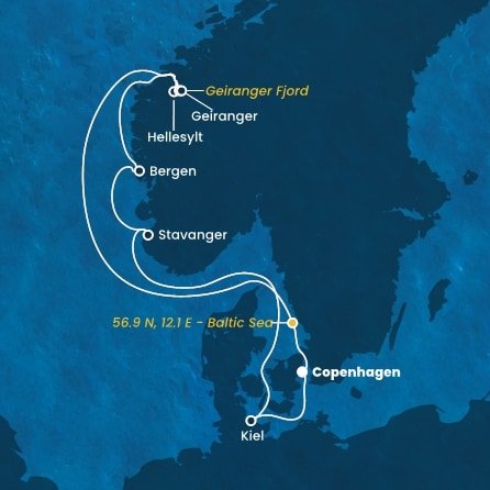 Dánsko, , Nórsko, Nemecko z Kodaně na lodi Costa Diadema