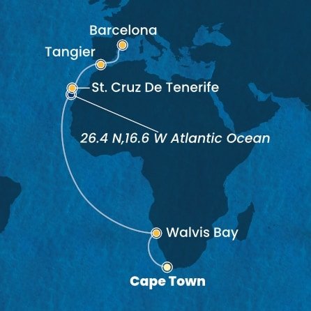 Juhoafrická republika, Namíbia, Španielsko, Maroko z Kapského Mesta na lodi Costa Smeralda