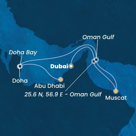 Spojené arabské emiráty, Omán, , Katar z Dubaja na lodi Costa Smeralda