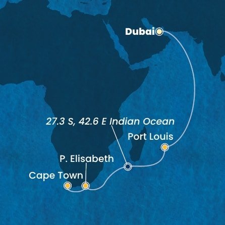 Spojené arabské emiráty, Maurícius, Juhoafrická republika z Dubaja na lodi Costa Toscana