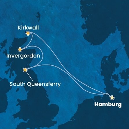 Nemecko, Veľká Británia z Hamburgu na lodi Costa Favolosa