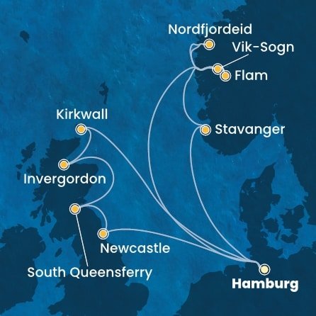 Nemecko, Veľká Británia, Nórsko z Hamburgu na lodi Costa Favolosa