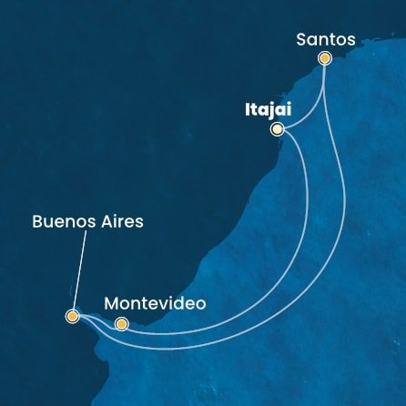 Brazília, Uruguaj, Argentína na lodi Costa Diadema