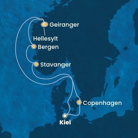 Nemecko, Dánsko, Nórsko z Kielu na lodi Costa Diadema
