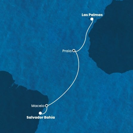 Španielsko, Kapverdy, Brazília z Las Palmas na lodi Costa Diadema