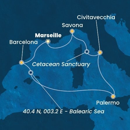 Francúzsko, Španielsko, Taliansko z Marseille na lodi Costa Toscana