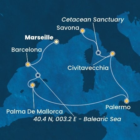 Francúzsko, Španielsko, Taliansko z Marseille na lodi Costa Toscana