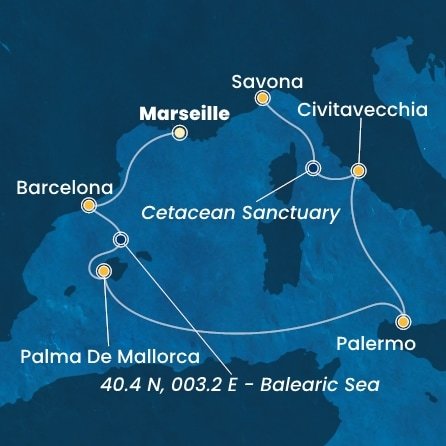 Francúzsko, Španielsko, Taliansko z Marseille na lodi Costa Toscana