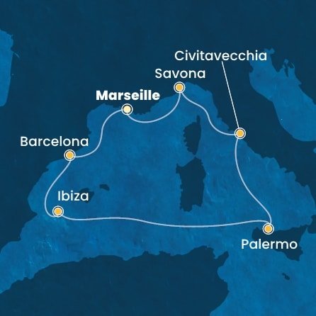 Francúzsko, Španielsko, Taliansko z Marseille na lodi Costa Smeralda