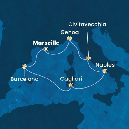 Francúzsko, Španielsko, Taliansko z Marseille na lodi Costa Toscana