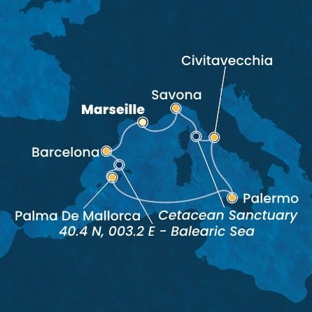 Francúzsko, Španielsko, Taliansko z Marseille na lodi Costa Toscana