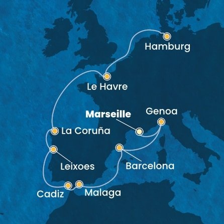 Francúzsko, Taliansko, Španielsko, Portugalsko, Nemecko z Marseille na lodi Costa Favolosa