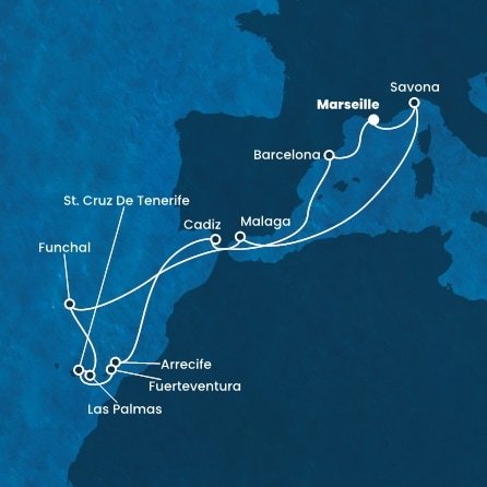 Francúzsko, Taliansko, Španielsko, Portugalsko z Marseille na lodi Costa Diadema