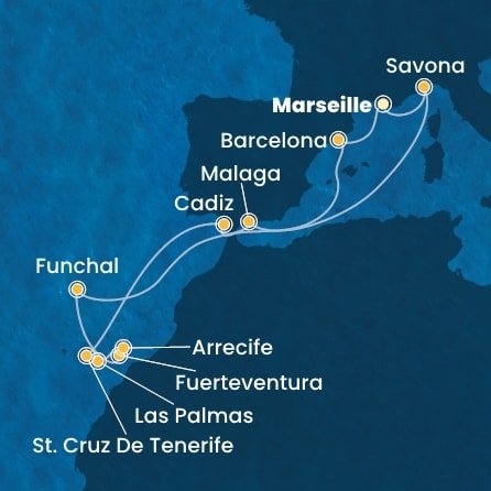 Francúzsko, Taliansko, Španielsko, Portugalsko z Marseille na lodi Costa Fortuna