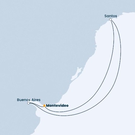 Uruguaj, Argentína, Brazília z Montevidea na lodi Costa Favolosa