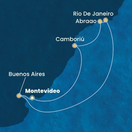 Uruguaj, Argentína, Brazília z Montevidea na lodi Costa Favolosa