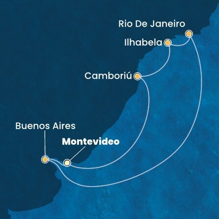 Uruguaj, Argentína, Brazília z Montevidea na lodi Costa Favolosa