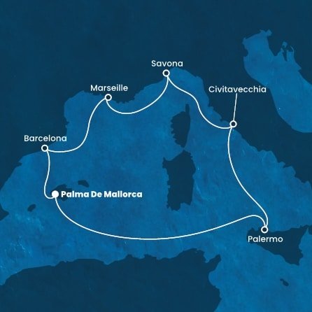 Španielsko, Taliansko, Francúzsko z Palmy de Mallorca na lodi Costa Smeralda
