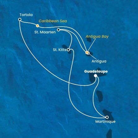 Guadeloupe, Britské Panenské ostrovy, , Antigua a Barbuda, Svatý Martin, Svätý Krištof a Nevis, Martinik z Pointe-à-Pitre na lodi Costa Fortuna