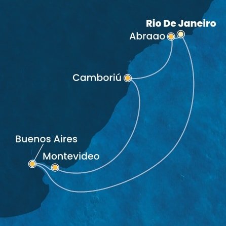 Brazília, Argentína, Uruguaj z Rio de Janeira na lodi Costa Favolosa