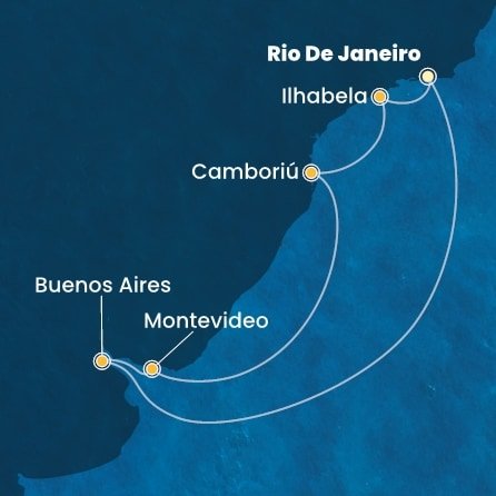 Brazília, Uruguaj, Argentína z Rio de Janeira na lodi Costa Favolosa