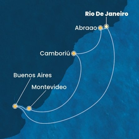 Brazília, Uruguaj, Argentína z Rio de Janeira na lodi Costa Favolosa