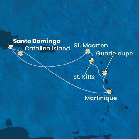 Dominikánska republika, Martinik, Guadeloupe, Svätý Krištof a Nevis, Svatý Martin zo Santa Dominga na lodi Costa Fascinosa