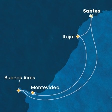 Brazília, Argentína, Uruguaj zo Santosu na lodi Costa Diadema