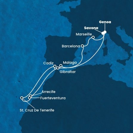 Taliansko, Španielsko, Gibraltár, Francúzsko zo Savony na lodi Costa Diadema