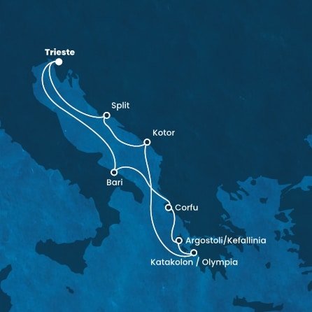 Taliansko, Grécko, Čierna Hora, Chorvátsko z Trieste na lodi Costa Deliziosa