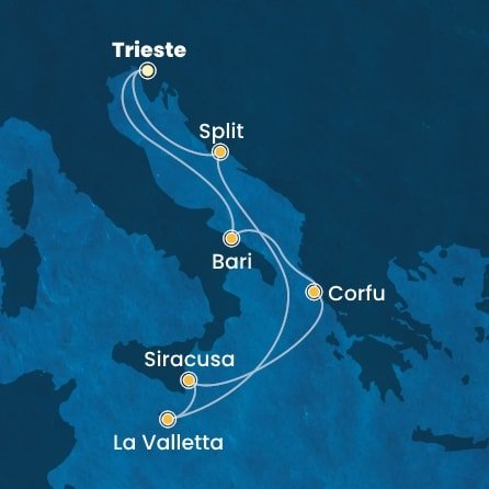 Taliansko, Grécko, Malta, Chorvátsko z Trieste na lodi Costa Deliziosa