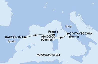 Španielsko, Francúzsko, Taliansko z Barcelony na lodi MSC Orchestra
