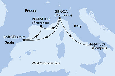 Taliansko, Španielsko, Francúzsko z Janova na lodi MSC Seaview