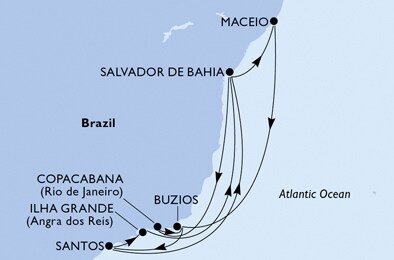 Brazília z Maceia na lodi MSC Seaview