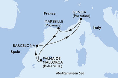 Francúzsko, Španielsko, Taliansko z Marseille na lodi MSC Magnifica